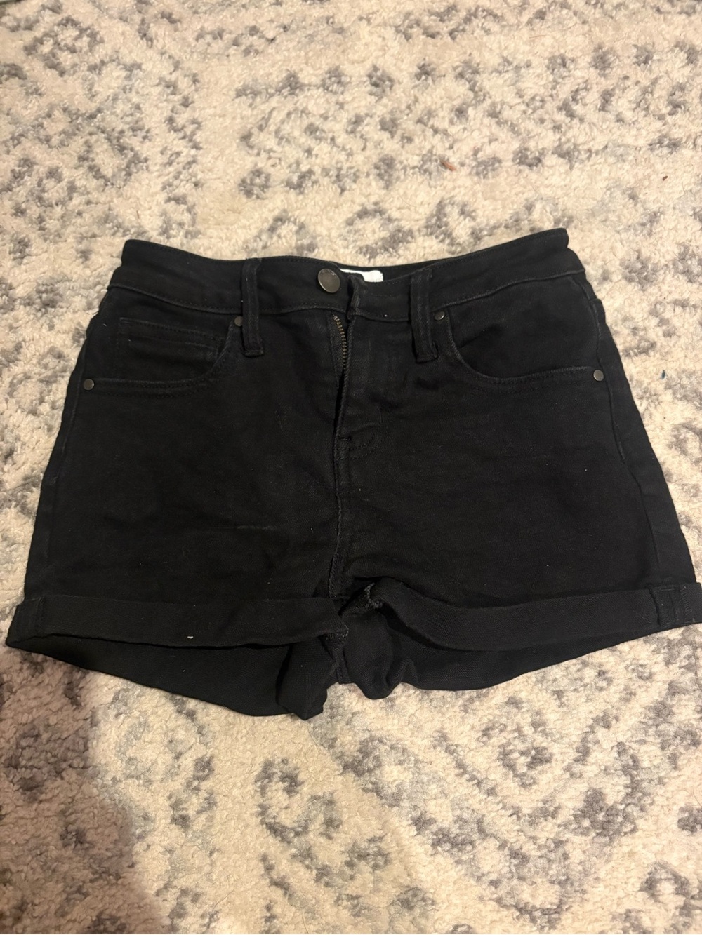 Black Women's Denim Roll-Hem Shorts- RSQ
